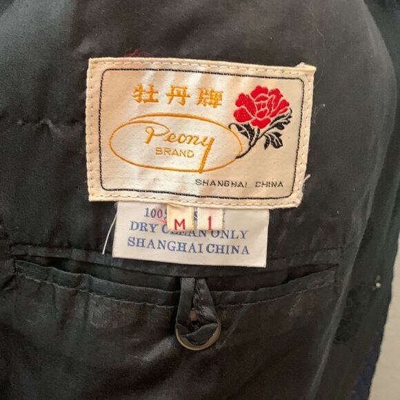 Peony Brand 100% Silk Black Medium Woman’s Asian Oriental Jacket Snap Closure - Picture 11 of 12